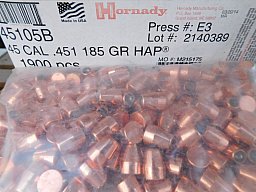 .451/185 Hornady Geschosse HAP 250 Stk Bulk No. 45105 #