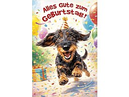3 x Geburtstagskarte Dackel - Alles Gute zum Geburtstag