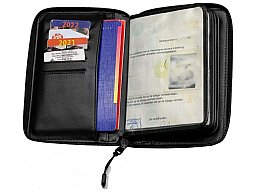 DAA LEDER Dokumentenmappe > ETUI für Jagdschein WBK EFWP Feuerwaffenpass | BLACK / Schwarz | 13x18cm