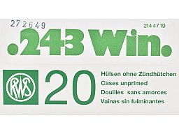 20 RWS Hülsen Kaliber .243 Winchester