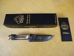 Puma Messer - Jagdnicker - Nr. 11 3587 - Griffschalen aus Hirschhorn - Lederscheide in OVP