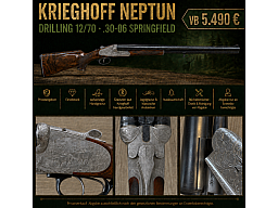 Krieghoff Neptun Drilling 12/70 – .30-06 Springfield – aufwendige Handgravur