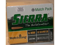 250St. SIERRA 6mm(.243Dia.) - 107 - HPBT-CN - MATCH KING -#1570MP - Versand ab 6,40€