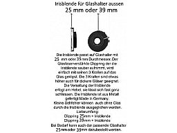 Irisblende mit Halteclip für Glashalter 25 mm und 39 mm