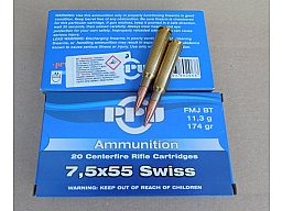 7,5x55/174grs. PPU Swiss FMJBT 20 Stk. A-345 Angebot!! #SSZ Berka