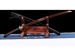 Katana / Shinken aus handgeschmiedet rot und schwarz Damast gefaltetem.AAAA+++