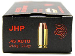 50 Schuss GECO .45 AUTO ACP JHP Fangschussmunition Hohlspitz Defense 14.9g 230gr hohe Präzsion Stopp