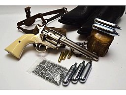 Vollmetall COLT SAA .45 Revolver * Nickel Finish * 4,5 mm BB´s * 5,5" Lauf * mit Starterpaket