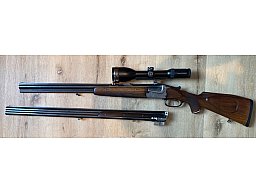 MERKEL Bockbüchsflinte 7x65R/16/70+Wechsellauf Bockdoppelflinte 16/70 – mit S&B Optik