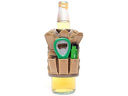 Mini Tactical Schutzweste mit Fronttaschen für Bierflasche / Wein / Thermosflasche - Sand ( Beige )