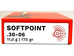 20 Schuss GECO SP Softpoint Büchsenpatronen .30-06 Spr 170gr 11g Teilmantel Jagd Munition Blei 30-06