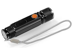 MAXXMEE Mini-Taschenlampe wiederaufladbar Schwarz mit zuschaltbarer Arbeitsleuchte und Magnet
