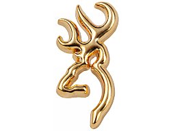 BROWNING "give away" Browning HIRSCH GEWEIH PIN Ansteckpin Hutnadel ... LOGO Gold- Messingfarben !