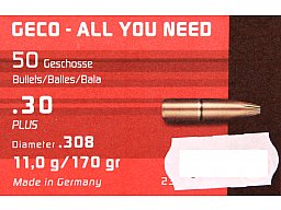 50 Stück NEUE GECO Geschosse - PLUS (Deformationsgeschoss) 7,62mm/.308 - 11g/170gr (#2318564)