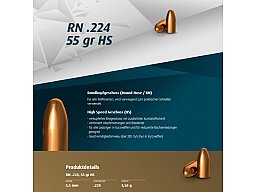 1000St. H&N Geschosse .224 5,56mm 55gr 3,56g Haendler&Natermann BLEIGESCHOSSE Langwaffe .222 .223 Re