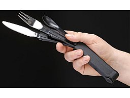 BÖKER 03BO800 Snac Pac | Essbesteck für unterwegs: Messer Gabel Löffel Salz+Pfefferstreuer > 420er E