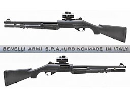 BENELLI " NOVA TACTICAL " Rep.- Flinte mit 18,5" / 47cm Lauf Kal. 12/89 mit Hawke Red Dot