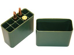 MEGALINE 10er Munitionsbox AmmoBox Patronenbox Grün für große Kaliber "JÄGERBOX" 2 x 80x34x63mm NEU