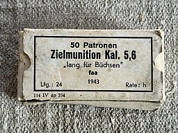 DWM Karlsruhe - Zielmunition Kal. 5,6 lfB .22 l.r. 50 Patronen 1943 faa