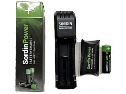 Sordin Batterie-Ladestation + Sordin wiederaufladbare Batterie 14500 - Li-ion Akku-Pack (3,7 V)