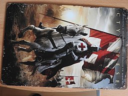 Tempelritter zu Pferde mit Banner