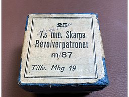 Originalmunition Revolverpatronen M87 im Kaliber 7,5mm Nagant in der Originalverpackung 25St.