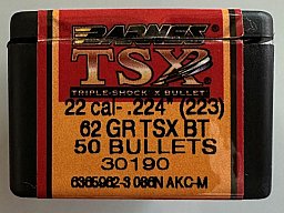 50 Stk. Barnes TSX BT, Geschosse .224 / 62 grs