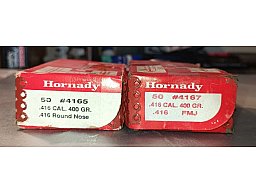 100 Stück Geschosse Hornady 416 - 400 grs. Round Nose / FMJ