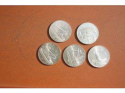 Silbermünzen 5 x 5 Rubel Olympiade Moskau 1980