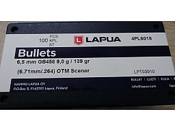 Geschosse LAPUA 6,5 / .264 139gr OTM Scenar