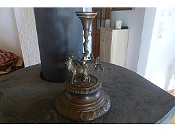 Jagdlicher Kerzenhalter Historismus um 1900 Hirsch