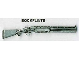 Bock-Doppelflinte als Metall-Anstecker