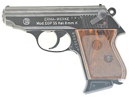 Pistole Alarmpistole im Look Walther PPK Schreckschusswaffe ERMA EGP 55 Kal. 8 mm Knall, 1979, Top!