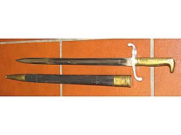 Preußisches Infanterie Seitengewehr SG 71, KIRSCHBAUM SOLINGEN 74 mit Lederscheide