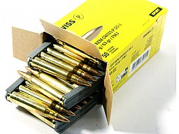 50 Schuss RUAG SWISS P .223 Rem. 63gr 4,1g Vollmantel Munition Patronen Ladestreifen 5,56 Schweizer
