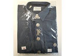 Imperial Landhaus Trachtenhemd, Langarm blau 100% Leinen Gr. 41 ---NEUWARE---