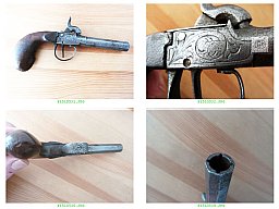 Kleine 18 cm Reisepistole wohl um 1850 mit Verzierungen