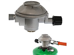 Kartuschenregler für Druckdosen mit Schraubgewinde 450g-500g ( 50 mbar ) mit 1/4 Zoll Schraubgewinde