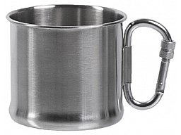 Becher / Tasse 500 ml aus Edelstahl - mit Karabiner - Henkel
