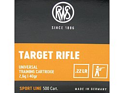 50 Stück / Schuss RWS .22 l.r. lfb KK Munition TARGET RIFLE 40grs 2,6g LRN Blei Rundkopf 330 m/s