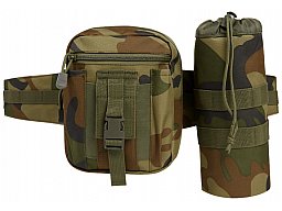 Brandit Taillengürtel "Allround" mit Tasche + Flaschenhalter - US Woodland