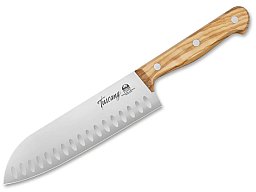 1 x BÖKER DUE CIGNI Santoku Olive Kochmesser 18cm Klinge X50CrMoV15 Stahl Santokumesser Olivenholz