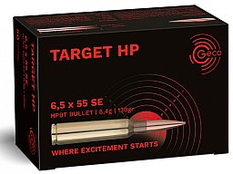 50 Schuss GECO 6,5x55 SE Swedish TARGET HP 130gr 8,4g HPBT Munition MATCH Patronen Hohlspitz 2421510