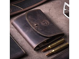 1x J.P. SAUER & SOHN Patronenetui aus ECHTEM 100% NUBUK-Kalbsleder | 8 Patronen .222 Rem. bis .338