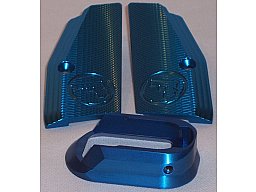 CZ-Alu-Griffschalen + Magazintrichter(Jetfunnel) für Shadow I in Blau