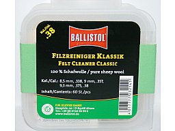 60x BALLISTOL Reinigungsfilze/Filzreiniger KLASSIK Cal .38 | 100%Schafwolle |.357/9mm/8,5mm/.338/9,3