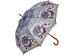 Regenschirm Motiv RauhaarDackel TECKEL DACKEL DACHSHUND Durchmesser = 105cm, Grifflänge 105cm HOLZ!