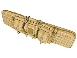 1 x Futteral TACTICAL braun / coyote / sandfarben | für zwei Waffen | 3 große Außentaschen Rückentra