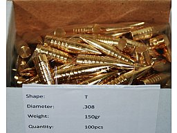 100 x L.O.S. LOS CERKNO T TACTICAL Bleifrei MATCH Geschosse .308 Win. .300 150gr 9,72g Kupfer Solid