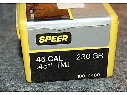 ***SPEER Geschosse 45 CAL 230Gr .451"TMJ 100St. #4480***